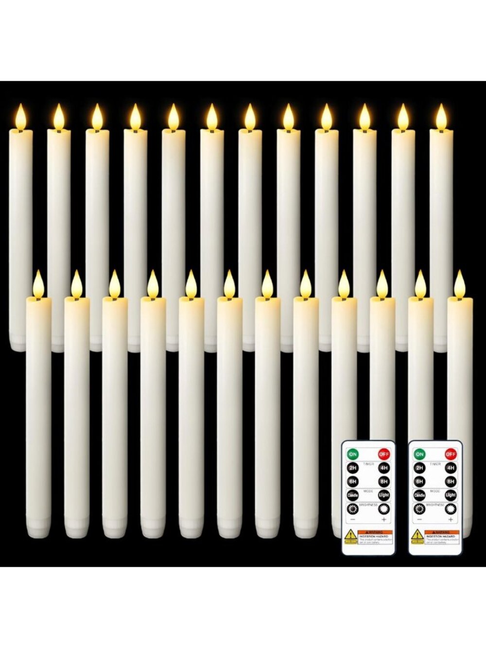 24 Pcs Flameless Taper Candles with Remote - Flickering LED Candlesticks for